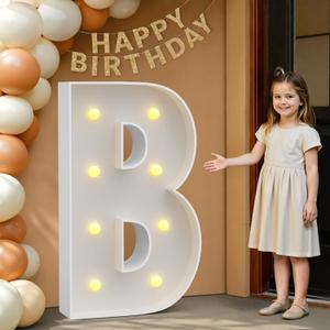imprsv 3FT Marquee Letters, Mosaic Light Up Letters for Birthday Baby Shower Wedding Engagement Party Backdrop Decor, Large Marquee B for Party Decorations