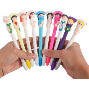 Bestgrew 10pcs Doctor and Nurse Polymer Caly Ball Point Pens Cute Novelty Lovely Cartoon for Writing Stationery School Office Supplies