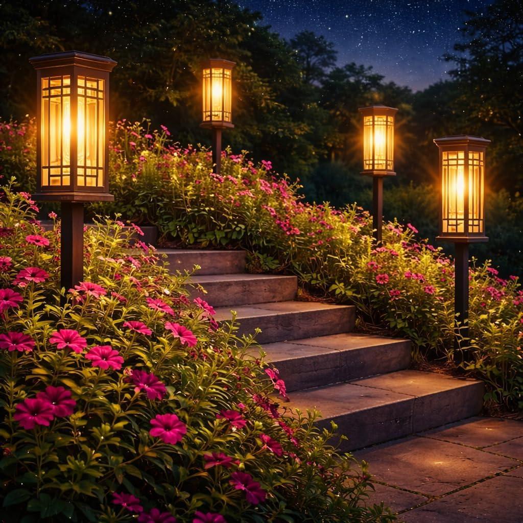 8 Pack Solar Lights Outdoor Waterproof, Bright Solar Pathway Lights with Auto On/Off, Weatherproof Garden Landscape Lighting for Yard Patio Walkway Lawn Decor