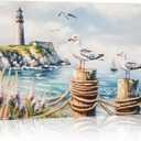 DRLWGTY Large Canvas Wall Art, Framed Vintage Coastal Wall Decor – Seagull by the Sea with Lighthouse and Waves,Hand-Painted Accent Details for Bedroom Living Room Office (Seagulls, 28*40 in, Wrapped Canvas)
