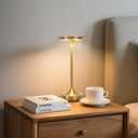 LED Cordless Table Lamp Rechargeable,Portable 6000mAh Battery Outdoor Bedside Table Lamps,3 Color Stepless Dimming Touch Battery Powered Lamp, Table Light for Restaurant/Patio/Camping/Bedroom(Gold)