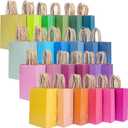 qiqee 24Pcs Small Gift Paper Bag with Handles Bulk - 8.3"x6"x3. 15" Rainbow Party Bags - Mulit Color