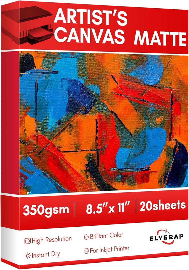 350g Thick Premium Printable Cotton Fabric Sheets for Inkjet Printer - 8.5x11 Inch, 20 Sheets,100% Real Cotton Canvas with Matte Finish for Photo Printing,Craft Projects