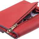 2 x Travelambo RFID Blocking Small Mini Compact Wallet Coin Pouch Holder Trifold Credit Card Holder Pocket Purse for Women (Napa Red)