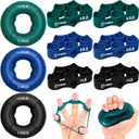 FitBeast Grip Strength Trainer, Finger Exerciser, Forearm Strengthener 9-Piece Kit, Hand Grip Strengthener Targeted Strength, Relief & Recovery (Deep Blue)