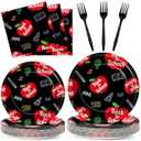 96Pcs Welcome Back to School Plates and Napkins School Season Party Decorations Back to School Dessert Plates Red Apples Tableware Set for 24 Guests Kids Birthday First Day of School Party Supplies