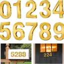 Ranslen 10 Pieces 4 Inch High House Numbers 0-9, Self-adhesive 3D Mailbox Numbers Door Address Home Number Stickers Sign for Apartment Mailbox Sign Office Hotel Room, Gold Electroplated Plastic