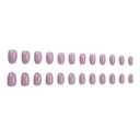 Purple Press on Nails Short Almond Fake Nails Reusable False Nails Natural Nails Solid Colour Glossy Glue on Nails Acrylic Nails for Women Girls 24Pcs