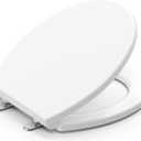 Plus Toilet Seat Round, Slow Close Toilet Seat, No-Slam, Magnetic Quick-Release Easy Clean, Easy Installation, SecureGrip Bumpers, Wobble-Free, Adjustable Fit, Plastic, White