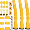 Upgraded Gas Can Spout Replacement, 3-Pack Gas Can Nozzle Leak-Proof Design, with Flexible 8.1-inch Long Spouts Easy Pour, Fuel Can Vent Caps, Drill Bit, Fit for Most 1/2/5/10 Gal Plastic Gas Cans