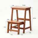 Solid Wood 2 Step Folding Step Stool, Heavy Duty Foldable Wooden Step Ladder, Multi-Purpose Household Step Stool for Kitchen Bedroom Closet Access
