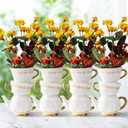 Tioncy Mini Teacup Bud Vase 5" Wonderland Tea Party Decorations Antique Vintage Kitchen Decor Whimsy Ceramic Vase Tea Party Favor for Wedding Gift Birthday Bridal Showers Home(4 Pcs)