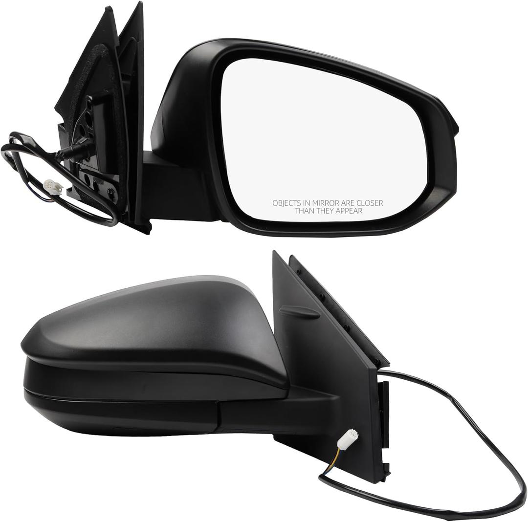 Dasbecan Right Passenger Side Door Mirror Assembly Compatible with Toyota RAV4 2013 2014 2015 Power Glass Manual Folding Non-Heated Textured Black Replaces TO1321309 879100R070 (3 Pins)