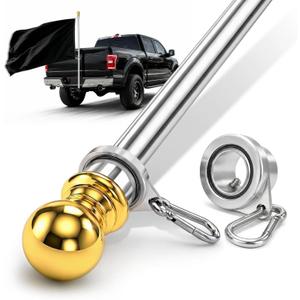 LETSTRY 5FT One-Piece Flag Pole for Outside House with 3X Thicker Wall, Heavy Duty Stainless Steel Flagpole for Truck, RV, Boat with Anti-Wrap Rings, Rustproof Outdoor Flag Pole Fits 1" Bracket