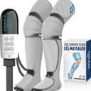 SereneLife Air Compression Leg Massager, Full Leg Massager with Heat and Compression, Portable and Adjustable with 6 Modes, 3 Vibrations, 3 Intensities, 11 Airbags for Thigh, Calf, and Foot Massage (Gray)