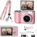 Kids Camera,4K Digital Camera for Photography,48MP 1080P HD Video Selfie Camera,with 180 Flip Screen Flash with 32GB SD Card,for Starter Kid Children Teen Student Girl Boy (Pink)