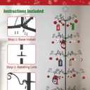 6.2 Ft Christmas Ornament Display Stand Tree, Metal Christmas Tree with 54 Balls, 80 LED Lights, 2 Stockings and 6 Holiday Cards, Wrought Iron Xmas Tree Hooks for Offices, Patios & Living Rooms