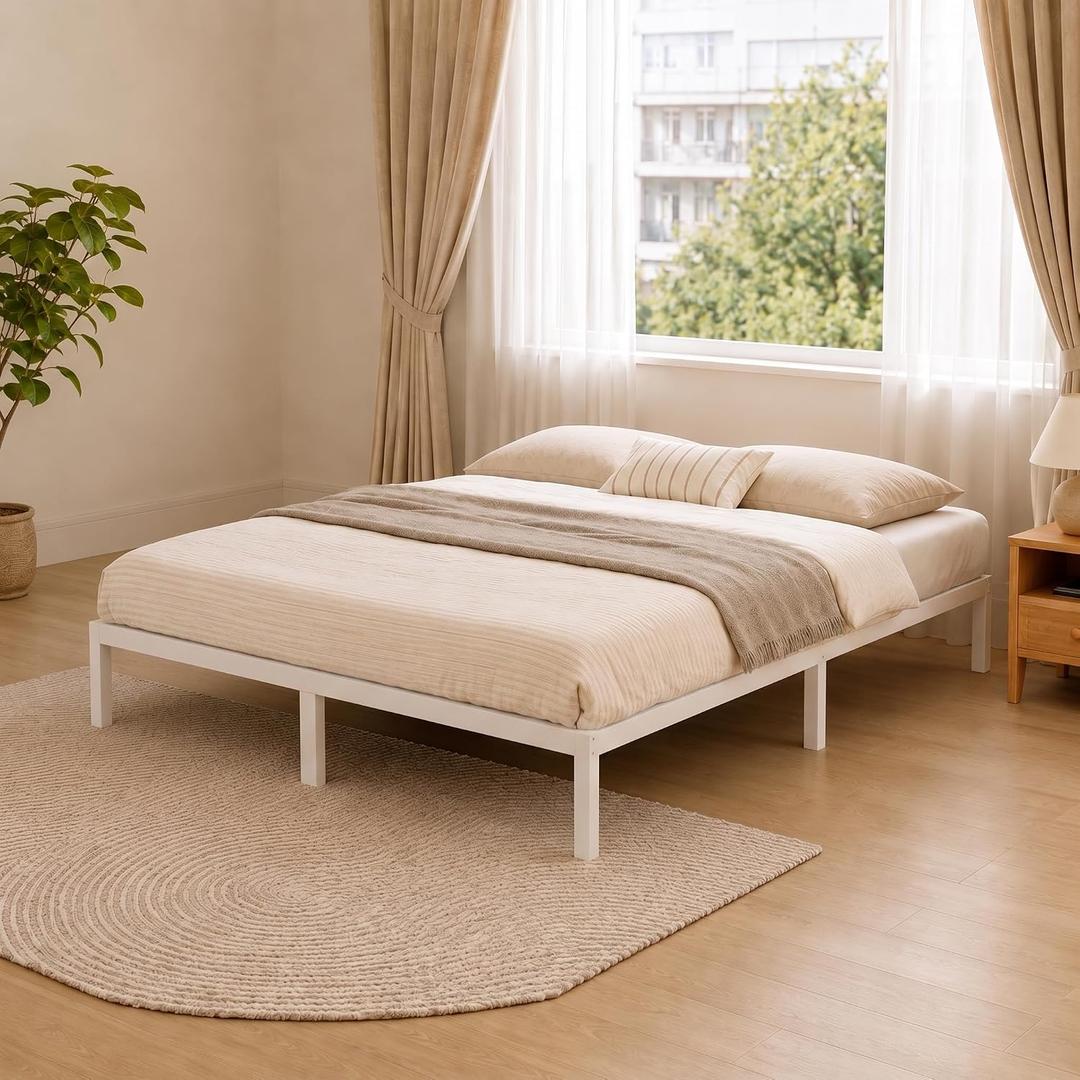 Bamboo Wood Bed Frame, Platform Bed with Non-Slip Slats Support Full