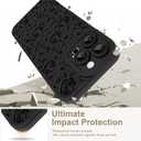 Designed for iPhone 16 Pro Max Case, Cute Rose Flower Floral Pattern Design, Slim Soft TPU Liquid Silicone Protective Cover for Women Girls - Black