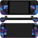 PlayVital Premium Split Handle Grips Soft Rubber Grip Pads for Steam Deck LCD & OLED, Trackpads Skin Grip Trigger Back Button Grip with Thumb Grips - Hexagonal Diamond Textured Damascuscamo