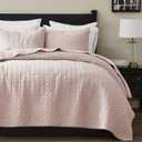 Palassio Pink 100% Cotton Quilt California Cal King Size Bedding Sets with 2 Pillow Shams, Oversized Lightweight Bedspread Shabby Chic Coverlet, Soft Bed Cover for All Season, 3 Pieces