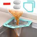 2 x Split disassembly Design, Easy to Clean Small Footprint Triangle Tri-Holder Filter with 200 pcs Sink Strainer Bag - Garbage Rack for Kitchen Food Waste Leftover Garbage (1holder+200Bags)