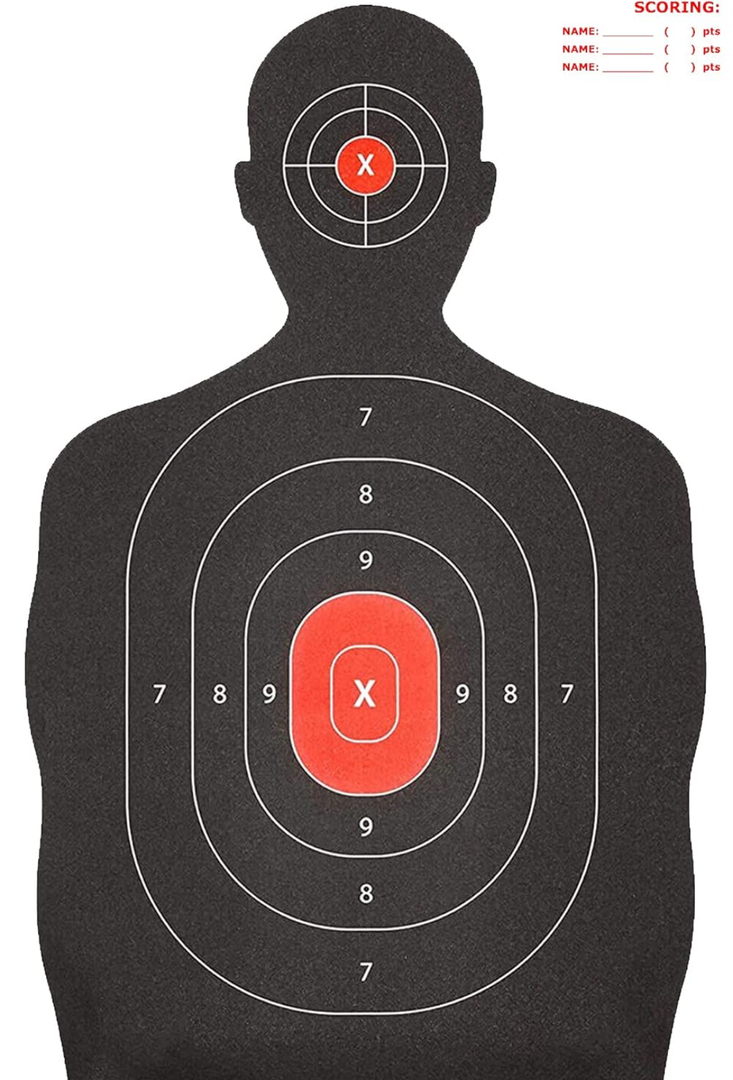 Shooting Targets - 12 x 20 inch - Silhouette Splatter Target, Practice Poster, Great for All Firearms, Rifle, Pistol, Airsoft, Pellet Guns, Made in USA