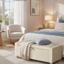 SONGMICS Storage Ottoman, 48 Inches Long Bed End Stool, Solid Wood Legs, 19.7"D x 47.6"W x 16.5"H