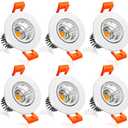 InShareplus 2 Inch LED Downlight, 3W Recessed Lighting COB Dimmable, 3000K Warm White, CRI80, Ceiling Lights with LED Driver, 6 Pack
