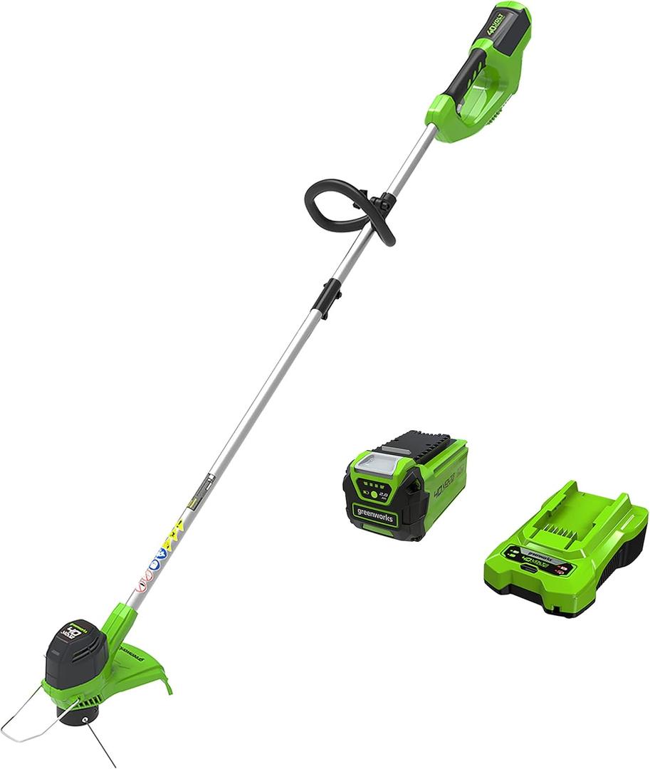 Greenworks 40V 12" Cordless String Trimmer, 0.065" Dual Line with Auto Feed, Variable Speed, Lightweight Weed Eater, (12" (Battery Included))