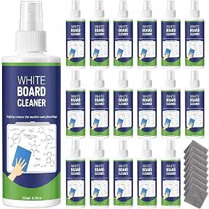 16 Pack Non-toxic White Board Cleaner Spray, 8.5oz Dry Erase Board Cleaner with 6 Microfiber Cloths, Removes Marker Ghosting and Stains for School, Office and Home Use
