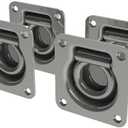 4TCH Hardware Stainless Steel Heavy Duty Recessed Tie Down Anchors - 4" x 3.75" x 0.70" - D-Rings 2000lbs Load, 4 Pack, Tie Down Anchors (Steel)