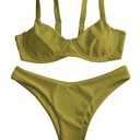 ZAFUL Underwire High Leg Ribbed Bikini Swimsuit Two Pieces Set L