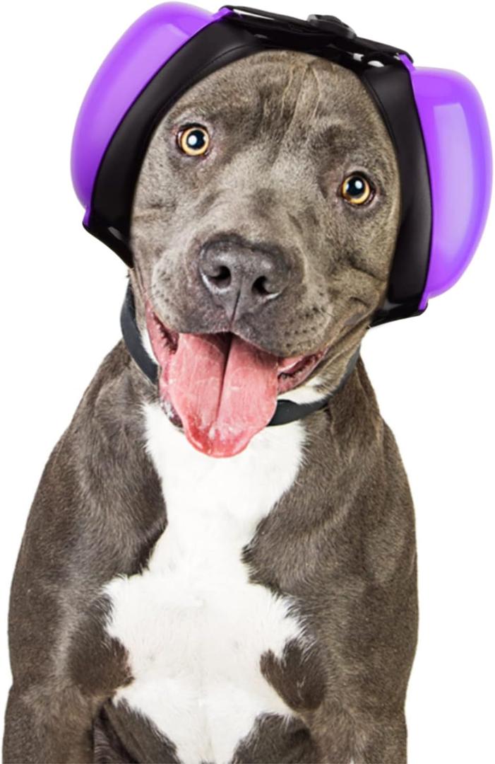 Dog Ear Muffs for Noise Protection, Noise Cancelling Headphones, 25dB NRR, Dog Ear Plugs for Hearing Protection from Thunder, Fireworks, Vacuums (S, Purple)