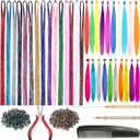 15 Colors Hair Tinsel with Tools Kit 43 Inch 3000 Strands Sparkling Shiny Tinsel Hair Extensions with 10Pcs Synthetic Feather Hair 10 Pcs Rainbow Hair 100 Pcs Hair Beads 1 Pliers 2 Crochet Hooks 1Comb