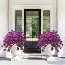 Dolicer Artificial Flowers for Outdoors, 2 Bundles UV Resistant Fake Purple Artificial Outdoor Plants Look Real for Outside Front Faux Door Porch Patio Balcony Decor