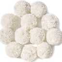 Pack of 12 Yarn Pom Poms for Hats 8CM-3INCH Party Supplies Handmade Detachable Art and Craft Fuzzy Pom Poms Decorative Accessories (White)