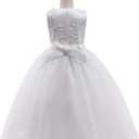 Weileenice Little/Big Girls Lace Bridesmaid Dress Flower Kid Wedding Ball Gown Toddler Princess Pageant Evening Dresses (White, 7-8 years)