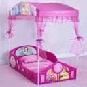 Delta Children - Disney Princess Plastic Sleep and Play Toddler Bed with Canopy, Pink