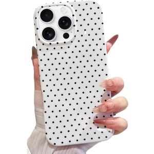 Jmltech for iPhone 16 Pro Max Case Polka Dot Phone Cases Aesthetic Design Trendy Simple Case Slim Shockproof Protective Cover White Black Dots