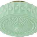 Vintage Milk Glass Flush Mount Ceiling Light, Schoolhouse Ceiling Light Fixture, Mint Green Glass Shade with Brass / Gold Base, Retro Glass Ceiling Lamp for Kitchen Hallway Bedroom Bathroom, E26 Base