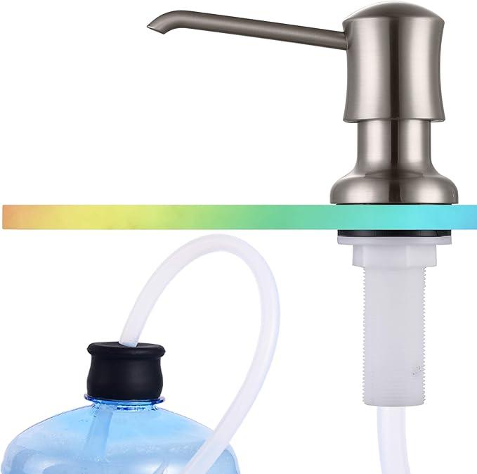 Soap Dispenser for Kitchen Sink Brushed Nickel, Built-in and Refill-from-Top Design with Liquid Hand & Dish Soap Bottle
