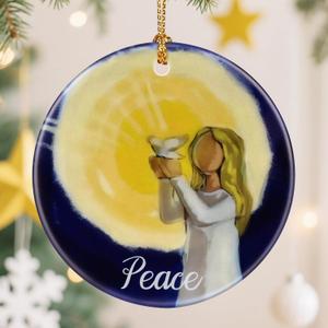 Peace Angel Christmas Ornament, Christmas Tree Ornaments, Keepsake Ornaments, Holiday Decor, Peace Gift, Holiday or Xmas Gifts, Gifts for Friends and Family
