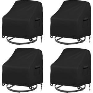 Outdoor Swivel Lounge Chair Cover 4 Pack,100% Waterproof Heavy Duty Outdoor Chair Covers, (33 W x 35 D x 38.5 H inches) Patio Furniture Cover for Swivel Patio Chair, Black