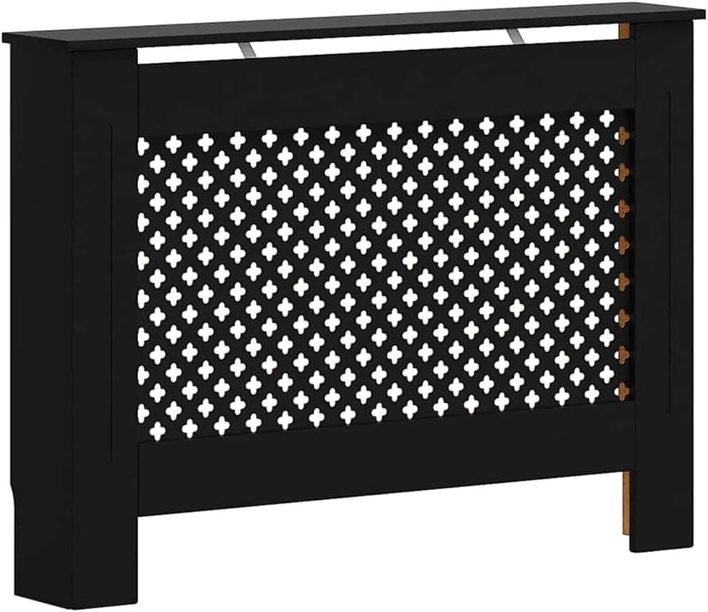 vidaXL Radiator Cover Heater Heating Accessory Cover Storage Shelf Organizer Living Room Home Decor Office Interior Black 44.1" MDF, 44.1" X 7.5" X 32.1"
