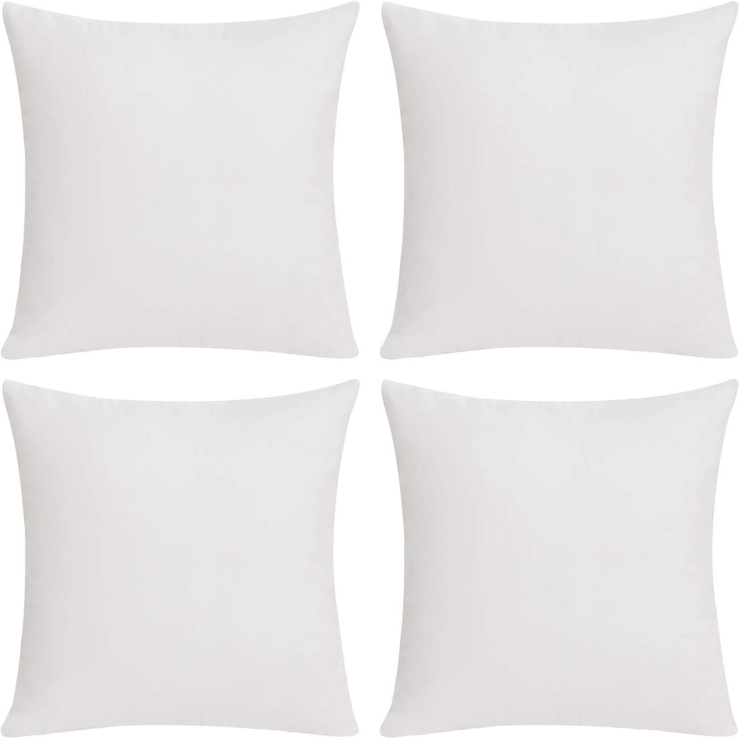 Deconovo Decorative Throw Pillow Covers ONLY, No Inserts- Set of 4 Soft Linen Cushion Covers, 18x18 Inch, Green & Machine Washable Pillowcases for Sofa, Bedroom, Living Room Decor, White