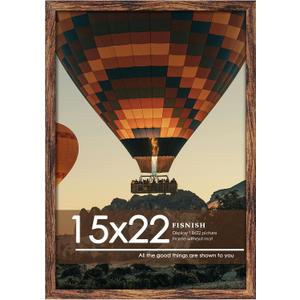 15x22 Picture Frame, Classic Brown 15 x 22 Poster Frame for Horizontal or Vertical Wall Mounting, 1 Pack