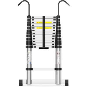 Telescoping Ladder,12.5 FT Extension Ladder, Heavy Duty 330lbs Max Capacity, Multi-Purpose Collapsible Ladder with Stable Hook and Balancing Bar for RV or Outdoor Work Telescoping Ladder,12.5 FT Extension Ladder, Heavy Duty 330lbs Max Capacity, Multi-Purpose Collapsible Ladder with Stable Hook and Balancing Bar for RV or Outdoor Work