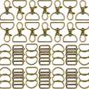 Hotop 56 Pieces D rings for purse bag hardware purse hardware for bag making buckles craft (Bronze,30 mm)