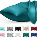 phyrec Satin Silk Pillowcase for Skin and Hair, 6 Pack - Envelope Closure - Bedding Standard Pillow Cases(20" x 26"), Soft Breathable Smooth Cooling Silk Pillow Covers for Sleeping, Teal